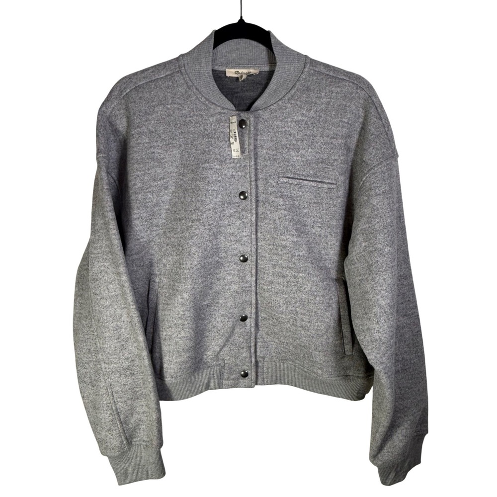 Madewell Mens Grey Wool Blend Snap Front Bomber Jacket NS591 New L